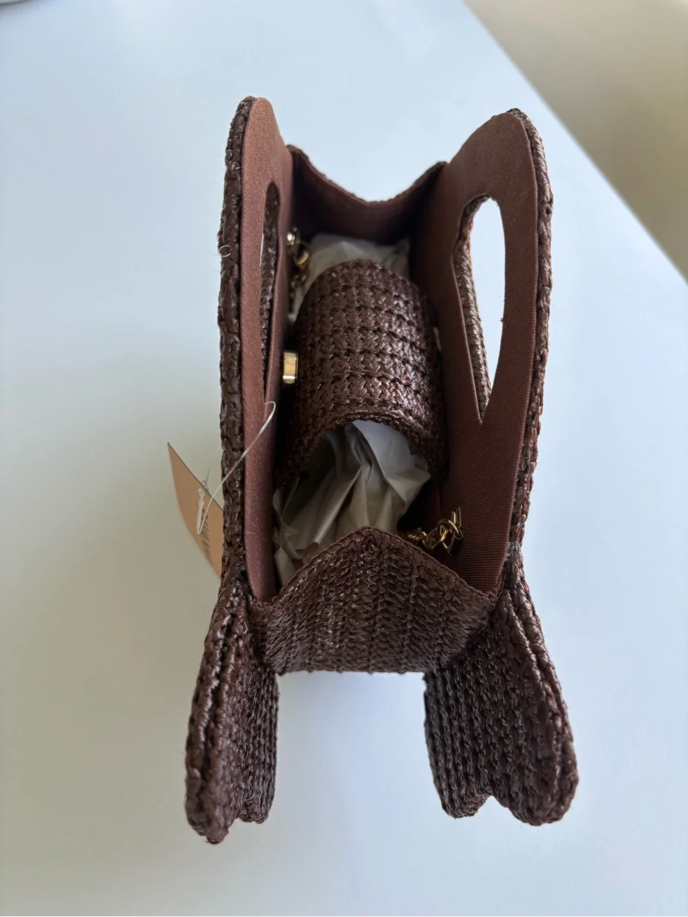 Dark Brown Straw Woven Fish Tote Bag